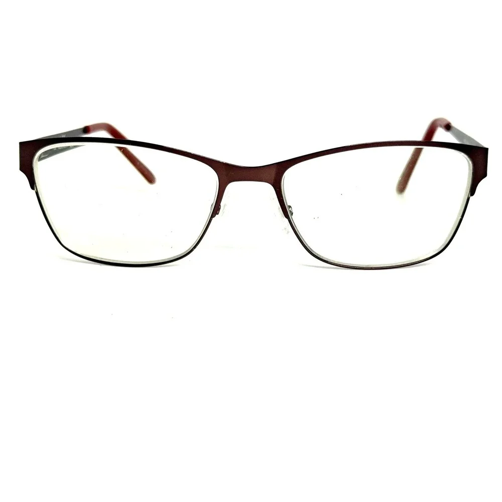 Adensco AD205 Burgundy Cat Eye Eyeglass Frames 53-16-135 Metallic Red Glasses